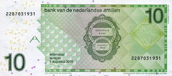 P28h Netherlands Antilles - 10 Gulden Year 2016